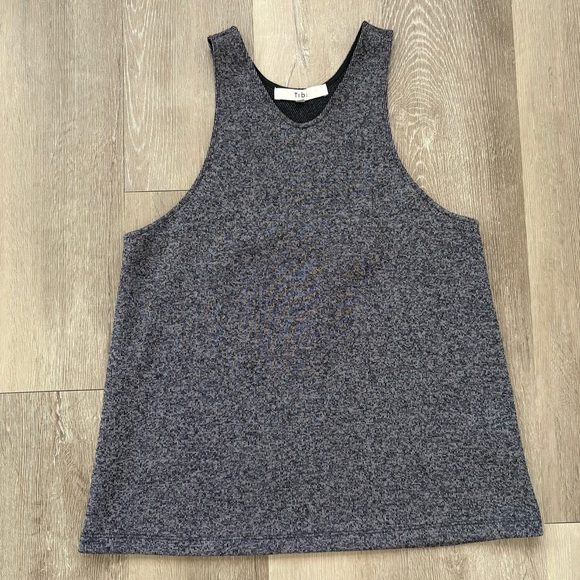 Tibi Speckled Knit Sleeveless Tank Top in Navy Racerback - Picture 1 of 9